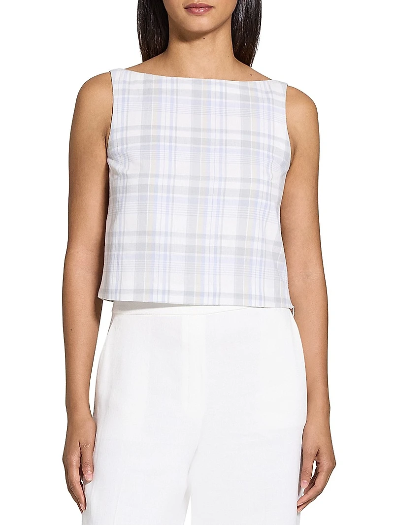 Plaid Boxy Boatneck Top