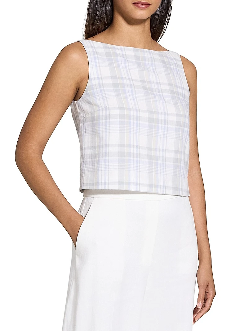 Plaid Boxy Boatneck Top