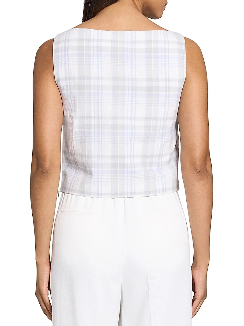Plaid Boxy Boatneck Top