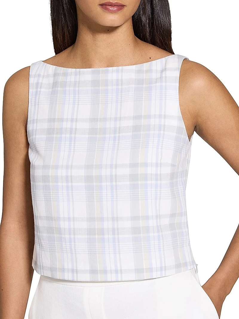 Plaid Boxy Boatneck Top