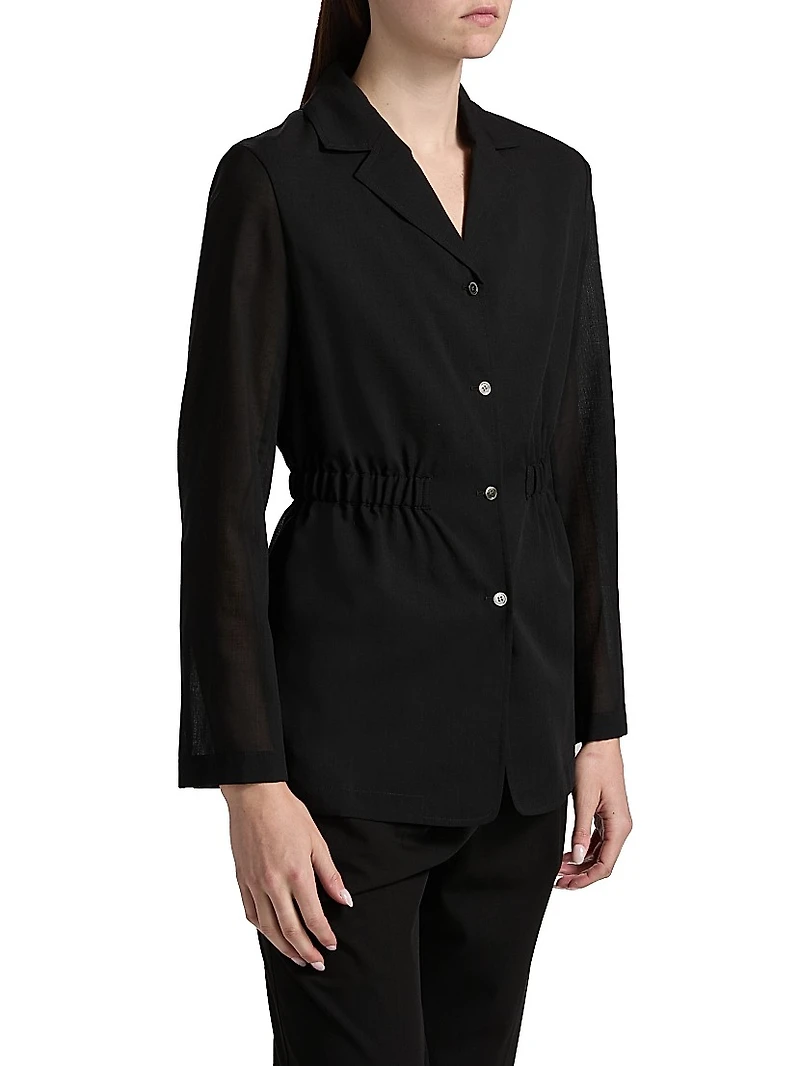 Cinched-Waist Wool-Blend Jacket