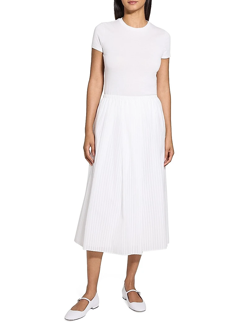 Irreuglar Pleats Midi-Skirt