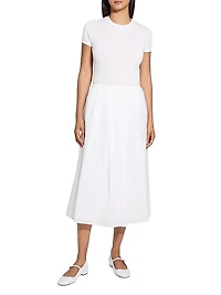 Irreuglar Pleats Midi-Skirt