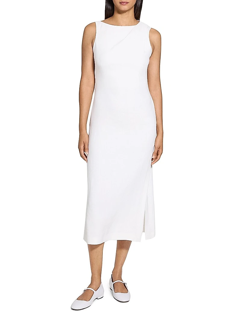 Shoulder Drape Midi-Dress