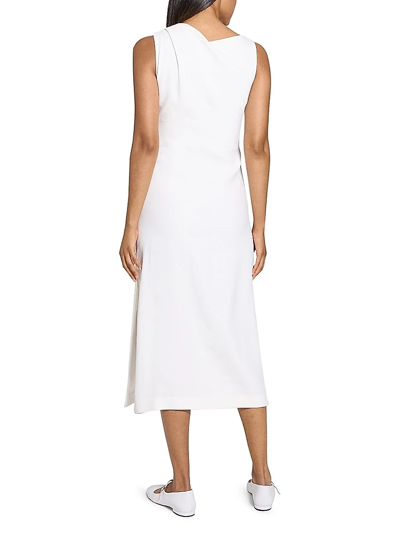 Shoulder Drape Midi-Dress