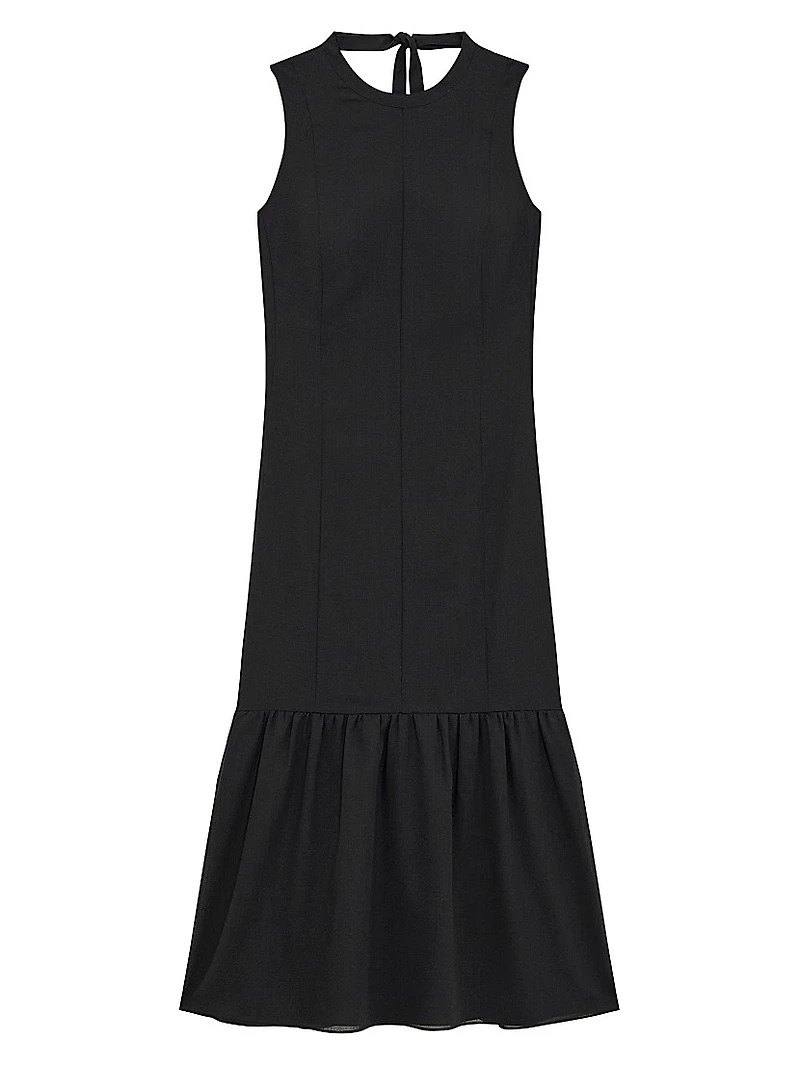 Tiered Tie Neck Midi-Dress