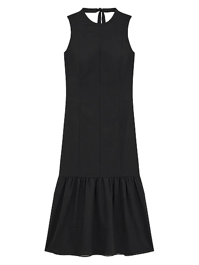 Tiered Tie Neck Midi-Dress