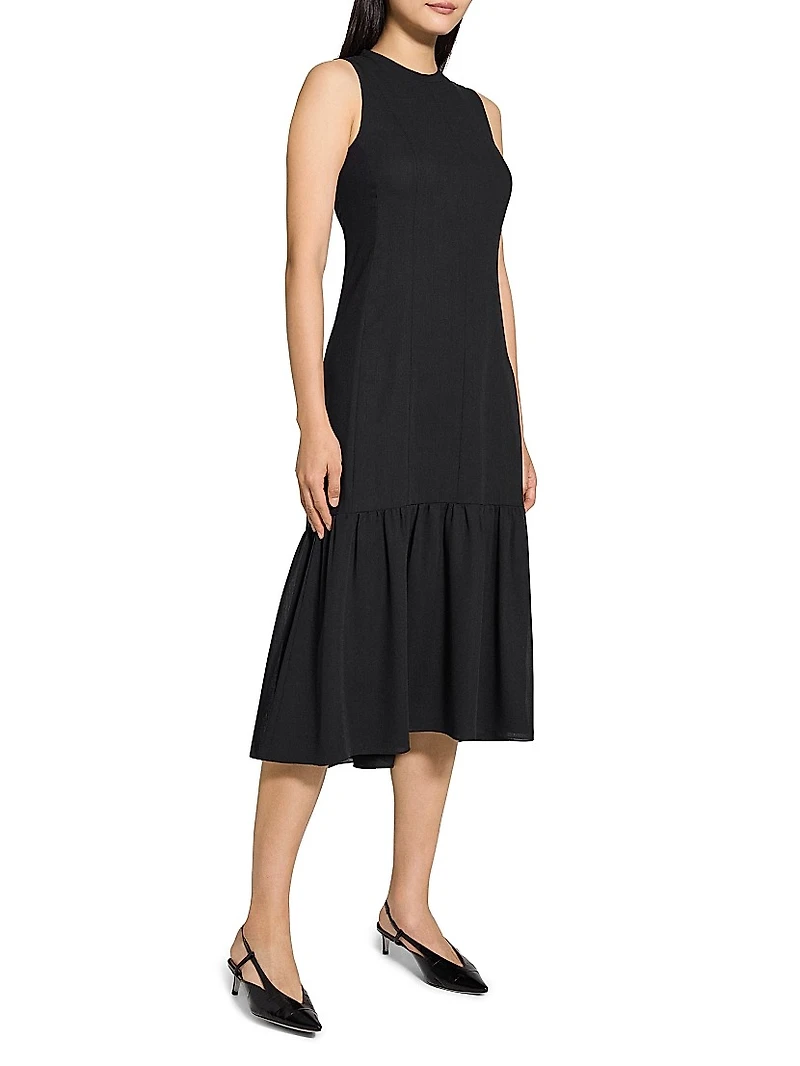 Tiered Tie Neck Midi-Dress