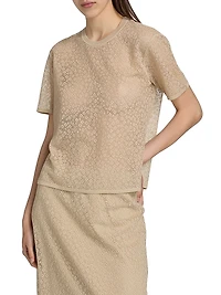 Floral Lace Boxy Crewneck T-Shirt