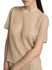 Floral Lace Boxy Crewneck T-Shirt