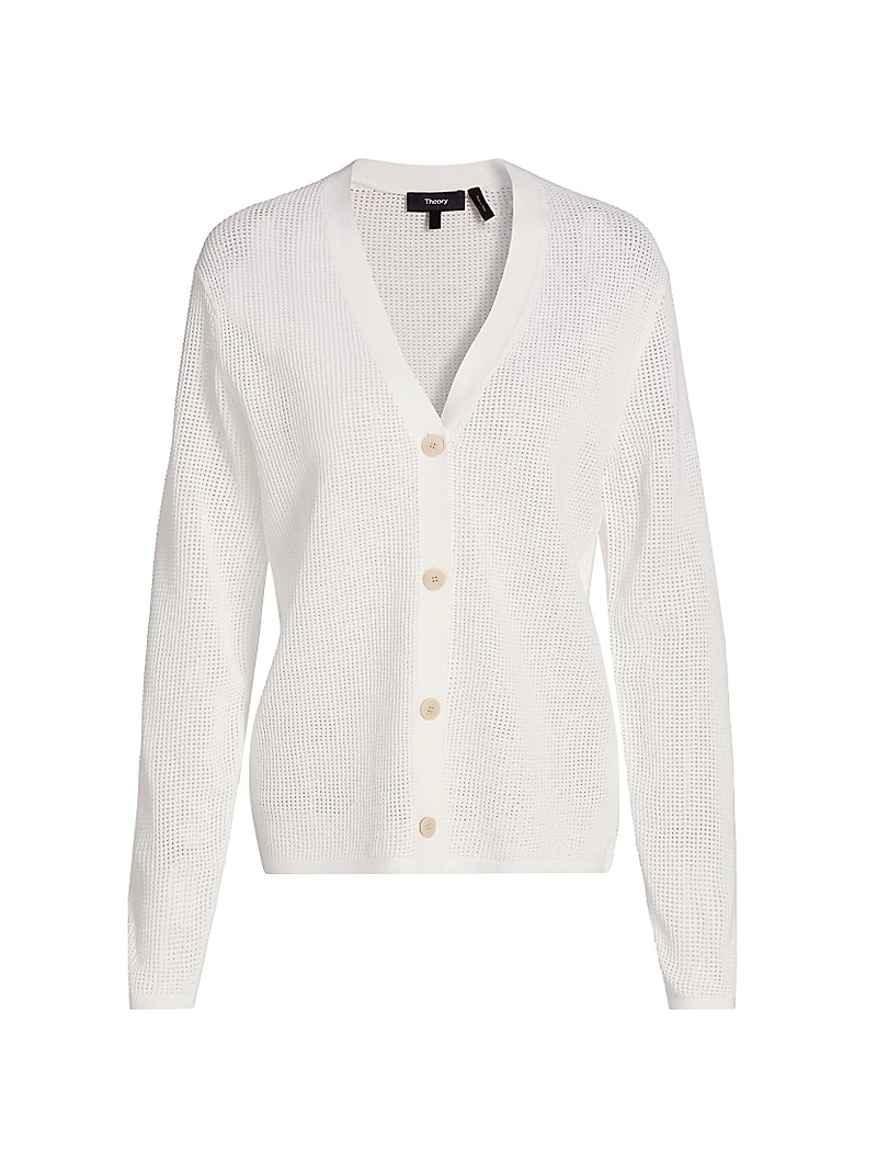 Pointelle-Knit Oversized Cardigan