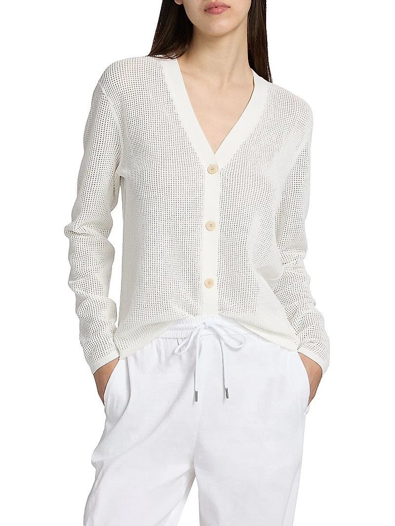Pointelle-Knit Oversized Cardigan