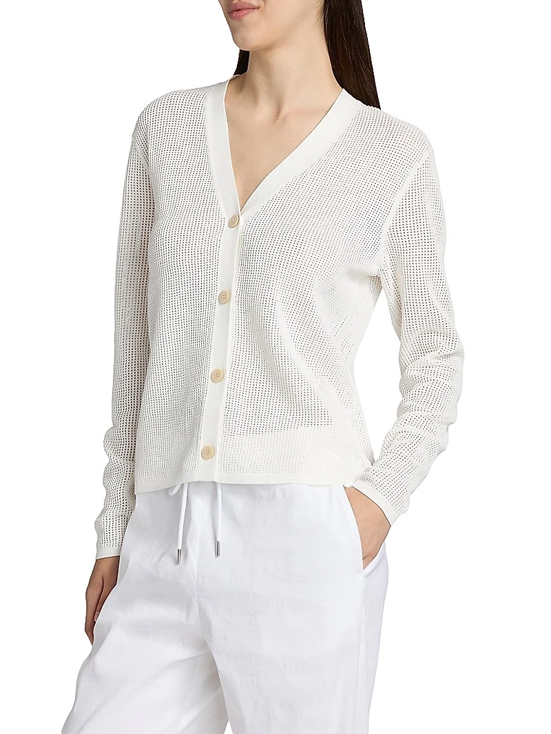 Pointelle-Knit Oversized Cardigan