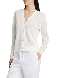 Pointelle-Knit Oversized Cardigan