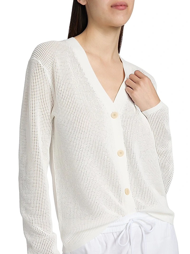 Pointelle-Knit Oversized Cardigan