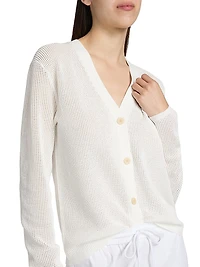 Pointelle-Knit Oversized Cardigan
