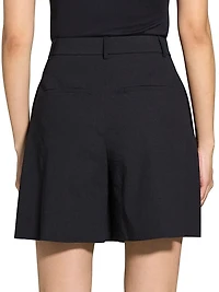Pleated-Front Linen-Blend Classic Shorts