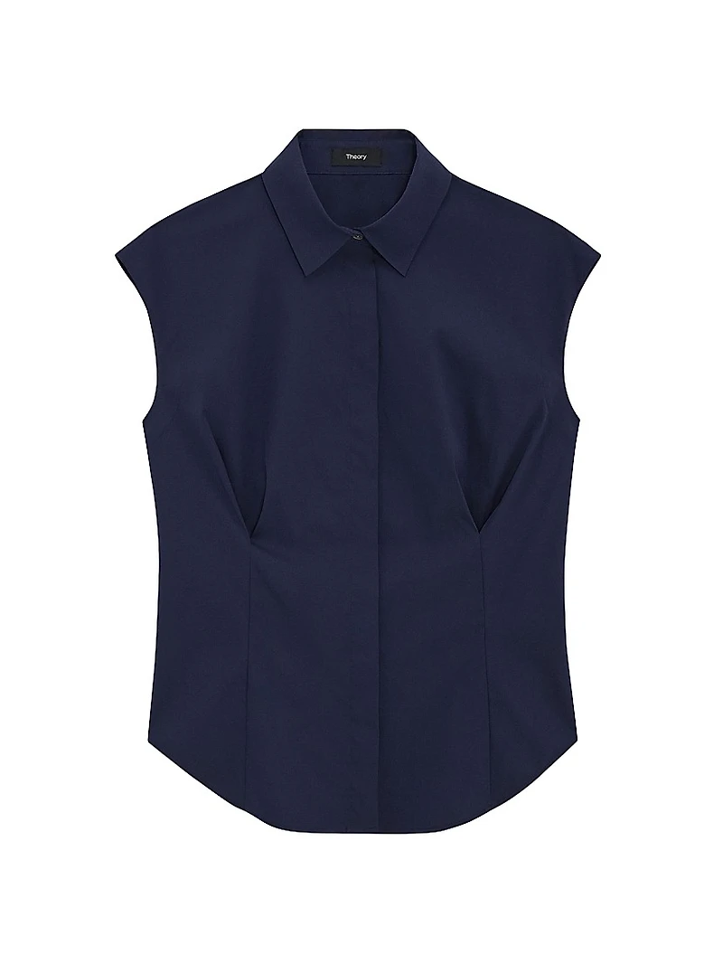 Cotton Cap-Sleeve Fitted Top