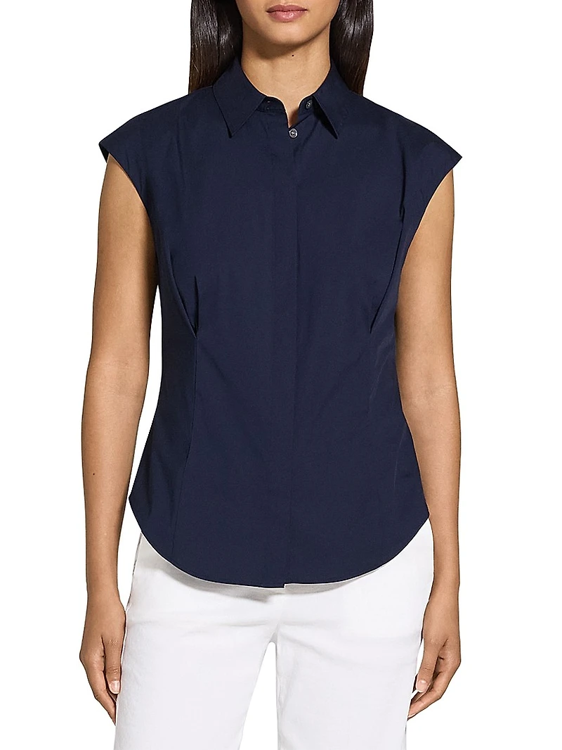 Cotton Cap-Sleeve Fitted Top