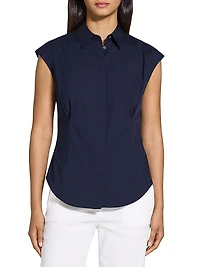 Cotton Cap-Sleeve Fitted Top