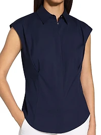 Cotton Cap-Sleeve Fitted Top