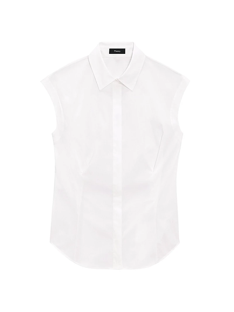 Cotton Cap-Sleeve Fitted Top