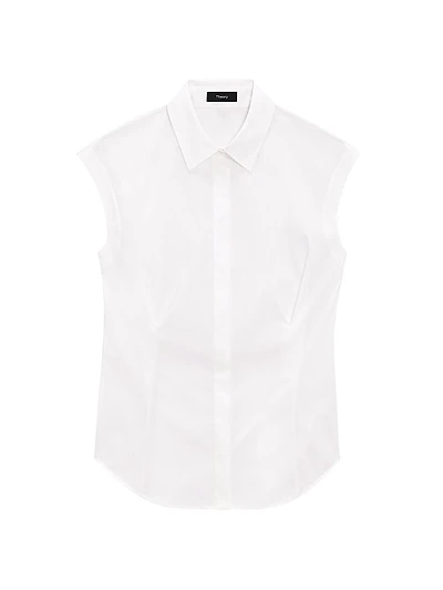 Cotton Cap-Sleeve Fitted Top
