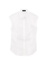 Cotton Cap-Sleeve Fitted Top