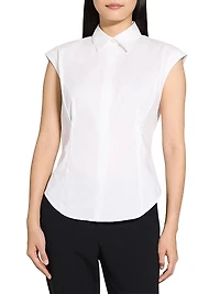 Cotton Cap-Sleeve Fitted Top