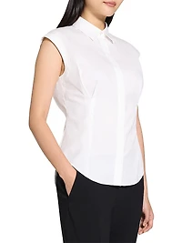 Cotton Cap-Sleeve Fitted Top