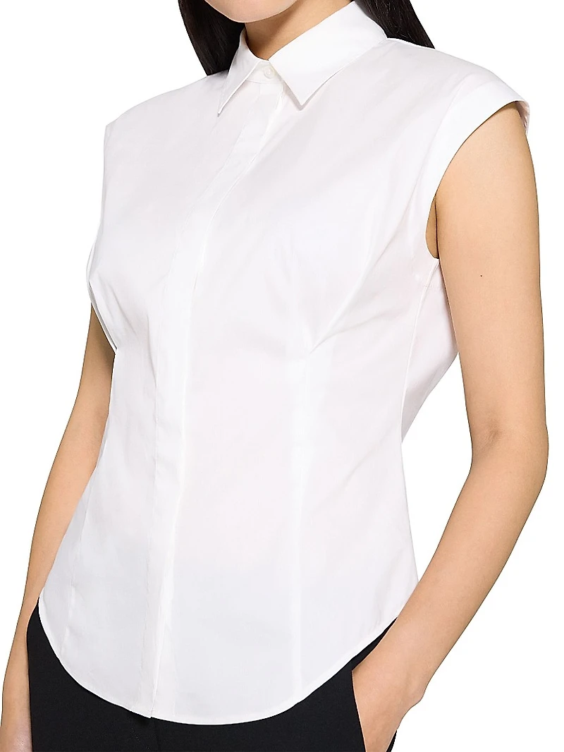 Cotton Cap-Sleeve Fitted Top