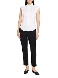 Cotton Cap-Sleeve Fitted Top