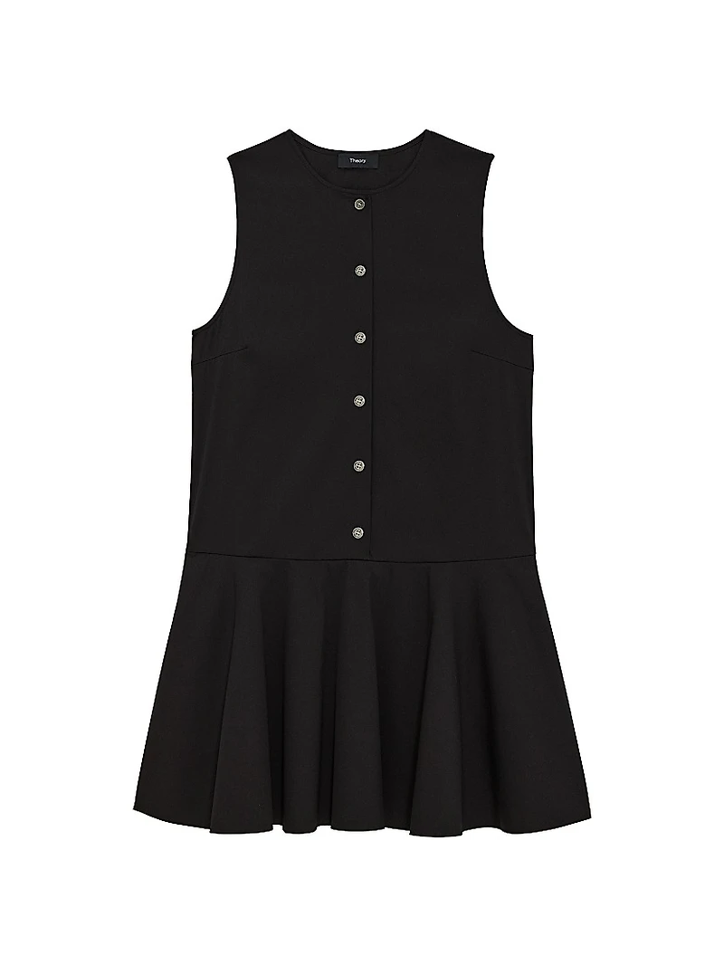 Stretch-Cotton-Blend Drop-Waist Sleeveless Minidress