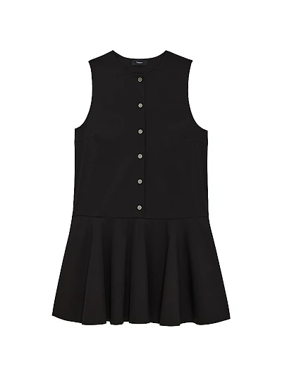 Stretch-Cotton-Blend Drop-Waist Sleeveless Minidress