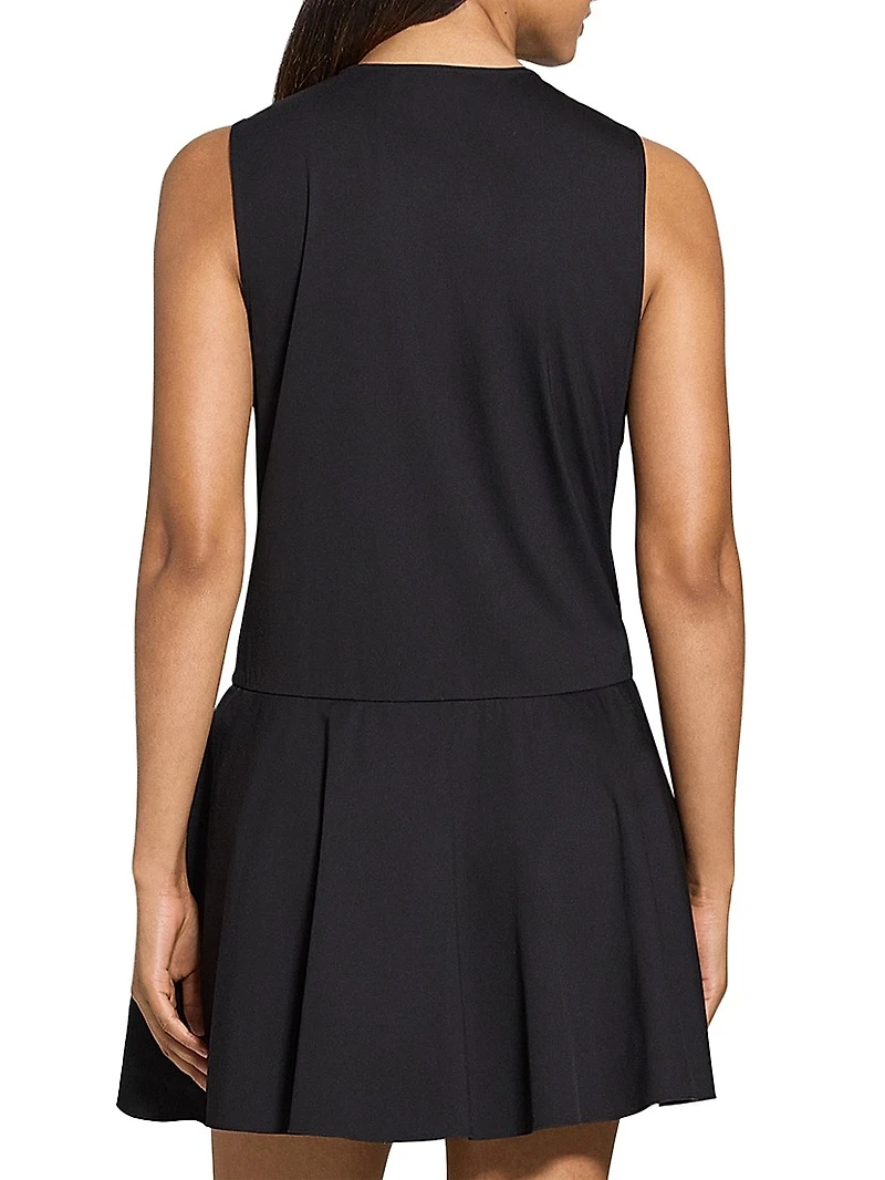 Stretch-Cotton-Blend Drop-Waist Sleeveless Minidress
