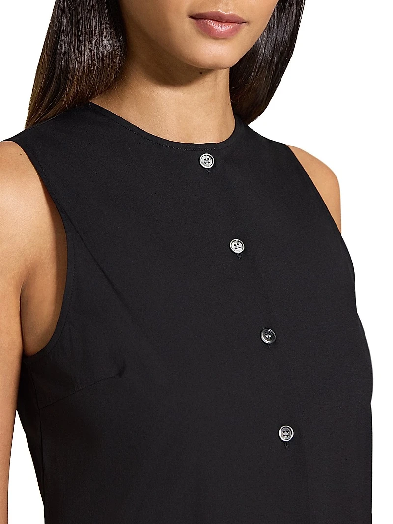 Stretch-Cotton-Blend Drop-Waist Sleeveless Minidress