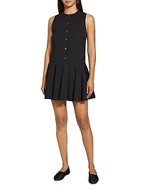Stretch-Cotton-Blend Drop-Waist Sleeveless Minidress