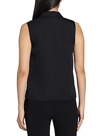 Silk Sleeveless Button-Front Blouse