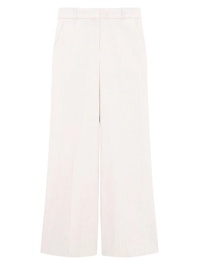 Striped Stretch Cotton-Linen High-Rise Trousers