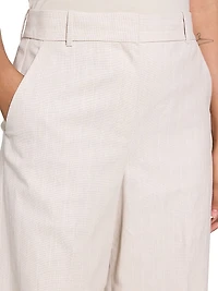 Striped Stretch Cotton-Linen High-Rise Trousers