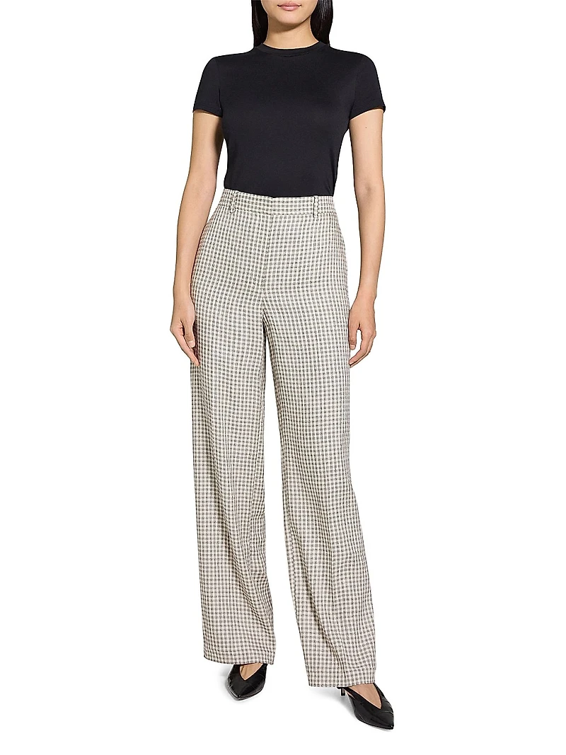 Linen-Blend High-Rise Trousers