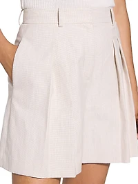 Pleated Stretch Cotton & Linen-Blend Shorts