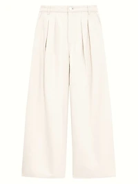 Double Pleated Denim Wide-Leg Pants