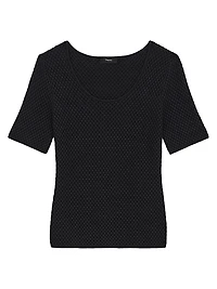 Waffle-Knit Stretch-Cotton Scoopneck Top