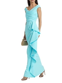 Sozen Jersey Ruffled-Trim Maxi Dress