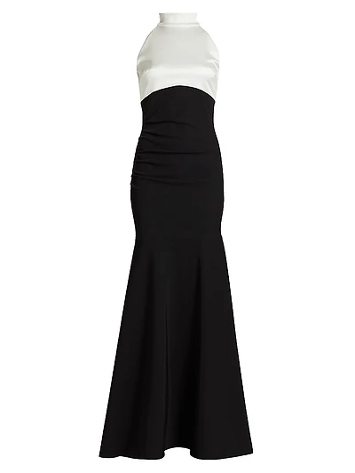 Gaga Two-Tone Halter Trumpet Gown