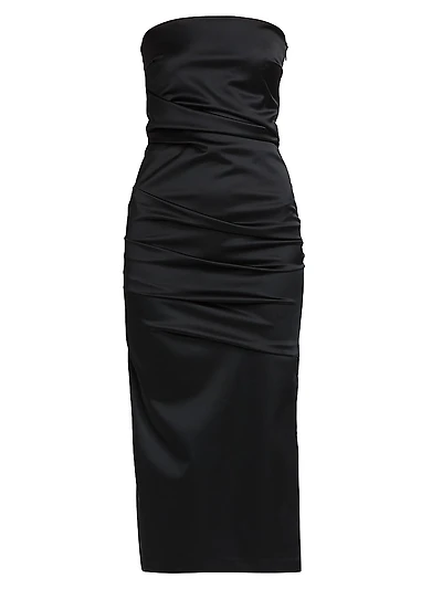 Keiky Satin Ruched Cocktail Dress