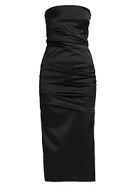 Keiky Satin Ruched Cocktail Dress