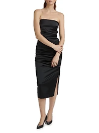 Keiky Satin Ruched Cocktail Dress