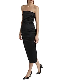 Keiky Satin Ruched Cocktail Dress